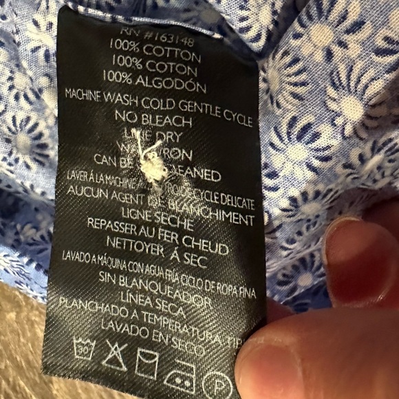 New Slate & Stone Men's Printed Poplin Blue Short Sleeve Button Flower Shirt XL - Picture 7 of 11